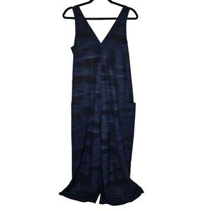 Athleta Small Tall Blue Black Jumpsuit Sarasota Lightweight Stretch Lounge